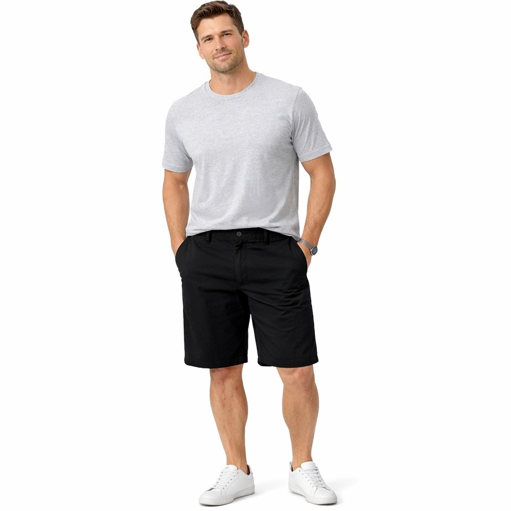 John Varvatos Black Chino Shorts Size 38 Cotton Casual Flat‎ Front Classic